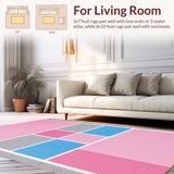 Ultra Soft Area Rug, Non Slip, Stain Resistant, Washable Area Rugs for Living Room, Bedroom, Whimsical Gray and Pink Design(Pink)