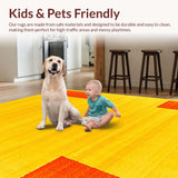 Ultra Soft Area Rug, Non Slip, Stain Resistant, Washable Area Rugs for Living Room, Bedroom, Playful Retro Dynamic Shapes(Yellow)