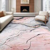 Ultra Soft Area Rug, Non Slip, Stain Resistant, Washable Area Rugs for Living Room, Bedroom, Sophisticated Abstract Geometry in Pastels(Pink)