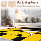 Ultra Soft Area Rug, Non Slip, Stain Resistant, Washable Area Rugs for Living Room, Bedroom, Contemporary Yellow Geometric Fusion(Yellow)