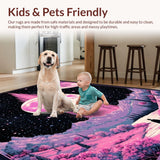 Ultra Soft Area Rug, Non Slip, Stain Resistant, Washable Area Rugs for Living Room, Bedroom, Elegant Lunar Tiled Artistry(Pink)
