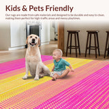 Ultra Soft Area Rug, Non Slip, Stain Resistant, Washable Area Rugs for Living Room, Bedroom, Vibrant Multi-Hued Trellis Style(Yellow)