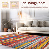 Ultra Soft Area Rug, Non Slip, Stain Resistant, Washable Area Rugs for Living Room, Bedroom, Whimsical Multihued Pattern Arrangement(Red)