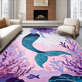 Ultra Soft Area Rug, Non Slip, Stain Resistant, Washable Area Rugs for Living Room, Bedroom, Serene Aquatic Gradient Composition(Purple)