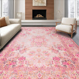 Ultra Soft Area Rug, Non Slip, Stain Resistant, Washable Area Rugs for Living Room, Bedroom, Romantic Vintage Rose Aesthetic(Pink)