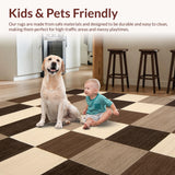 Ultra Soft Area Rug, Non Slip, Stain Resistant, Washable Area Rugs for Living Room, Bedroom, Chic Earthy Checkerboard Aesthetic(Beige)