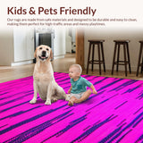 Ultra Soft Area Rug, Non Slip, Stain Resistant, Washable Area Rugs for Living Room, Bedroom, Funky Colorful Animal Motif(Pink)