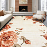 Ultra Soft Area Rug, Non Slip, Stain Resistant, Washable Area Rugs for Living Room, Bedroom, Cozy Pastel Floral Fusion(Beige)