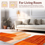 Ultra Soft Area Rug, Non Slip, Stain Resistant, Washable Area Rugs for Living Room, Bedroom, Earthy Tones Abstract Harmony(Orange)