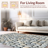 Ultra Soft Area Rug, Non Slip, Stain Resistant, Washable Area Rugs for Living Room, Bedroom, Textured Pebble Stone Area Grey Beige(Gray)