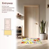 Ultra Soft Area Rug, Non Slip, Stain Resistant, Washable Area Rugs for Living Room, Bedroom, Charming Pastel Botanical Motif(Yellow)