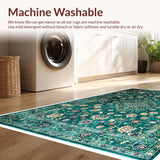 Ultra Soft Area Rug, Non Slip, Stain Resistant, Washable Area Rugs for Living Room, Bedroom, Retro Vintage Non-Slip Dining Area Carpet(Green)