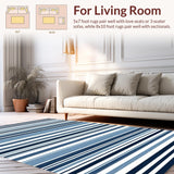 Ultra Soft Area Rug, Non Slip, Stain Resistant, Washable Area Rugs for Living Room, Bedroom, Sophisticated Dual-Tone Coastal Motif(Blue)