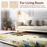 Ultra Soft Area Rug, Non Slip, Stain Resistant, Washable Area Rugs for Living Room, Bedroom, Elegant Black and Ivory Animal Print(Gold)