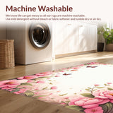 Ultra Soft Area Rug, Non Slip, Stain Resistant, Washable Area Rugs for Living Room, Bedroom, Whimsical Floral Butterfly Aesthetic(Pink)