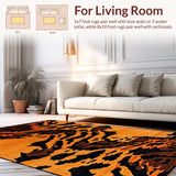 Ultra Soft Area Rug, Non Slip, Stain Resistant, Washable Area Rugs for Living Room, Bedroom, Striking Exotic Tiger Skin Motif(Brown)