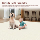Ultra Soft Area Rug, Non Slip, Stain Resistant, Washable Area Rugs for Living Room, Bedroom, Inviting Minimalist Striped Aesthetic(Beige)