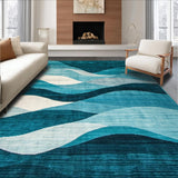 Ultra Soft Area Rug, Non Slip, Stain Resistant, Washable Area Rugs for Living Room, Bedroom, Contemporary Abstract Teal Tones(Blue)
