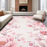 Ultra Soft Area Rug, Non Slip, Stain Resistant, Washable Area Rugs for Living Room, Bedroom, Bright Cheerful Floral Expression(Pink)