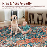 Ultra Soft Area Rug, Non Slip, Stain Resistant, Washable Area Rugs for Living Room, Bedroom, Timeless Rustic Floral Arrangement(Orange)
