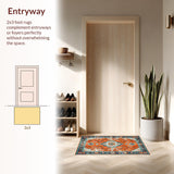 Ultra Soft Area Rug, Non Slip, Stain Resistant, Washable Area Rugs for Living Room, Bedroom, Bold Vibrant Medallion Composition(Orange)