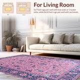 Ultra Soft Area Rug, Non Slip, Stain Resistant, Washable Area Rugs for Living Room, Bedroom, Coastal Oceanic Color Harmony(Pink)