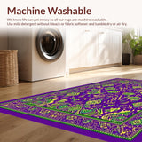 Ultra Soft Area Rug, Non Slip, Stain Resistant, Washable Area Rugs for Living Room, Bedroom, Festive Elegant Lattice Design(Purple)