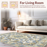 Ultra Soft Area Rug, Non Slip, Stain Resistant, Washable Area Rugs for Living Room, Bedroom, Vibrant Abstract Diamond Arrangement(Gold)