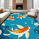 Ultra Soft Area Rug, Non Slip, Stain Resistant, Washable Area Rugs for Living Room, Bedroom, Colorful Cartoonish Sea Animal Motif(Blue)