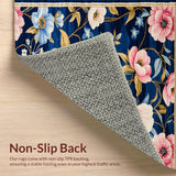 Ultra Soft Area Rug, Non Slip, Stain Resistant, Washable Area Rugs for Living Room, Bedroom, Artful Ogee Floral Aesthetic(Blue)