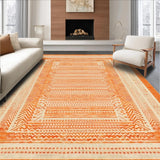 Ultra Soft Area Rug, Non Slip, Stain Resistant, Washable Area Rugs for Living Room, Bedroom, Transitional Soft-Toned Trellis Design(Orange)
