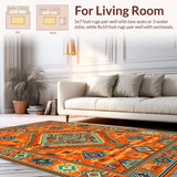 Ultra Soft Area Rug, Non Slip, Stain Resistant, Washable Area Rugs for Living Room, Bedroom, Artistic Bright Mosaic Arrangement(Orange)