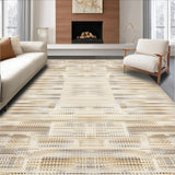 Ultra Soft Area Rug, Non Slip, Stain Resistant, Washable Area Rugs for Living Room, Bedroom, Waffle Textured Beige Boho(Beige)