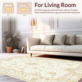 Ultra Soft Area Rug, Non Slip, Stain Resistant, Washable Area Rugs for Living Room, Bedroom, Rustic Nature-Inspired Floral Composition(Beige)