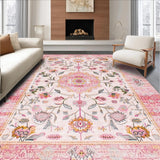Ultra Soft Area Rug, Non Slip, Stain Resistant, Washable Area Rugs for Living Room, Bedroom, Contemporary Organic Shape Elements(Pink)