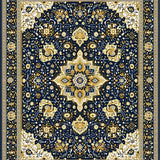 Ultra Soft Area Rug, Non Slip, Stain Resistant, Washable Area Rugs for Living Room, Bedroom, Vintage Inspired Damask Pack(Blue)