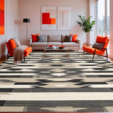 Ultra Soft Area Rug, Non Slip, Stain Resistant, Washable Area Rugs for Living Room, Bedroom, Round Area With Checkerboard And Zigzag Southwestern(Gray)