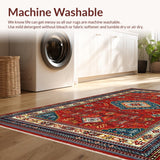 Ultra Soft Area Rug, Non Slip, Stain Resistant, Washable Area Rugs for Living Room, Bedroom, Artistic Jute Textured Pattern(Red)