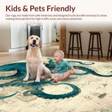 Ultra Soft Area Rug, Non Slip, Stain Resistant, Washable Area Rugs for Living Room, Bedroom, Deep Sea Creature Round Rug With Tentacle Design Nautical Chart Pattern(Blue)