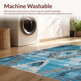Ultra Soft Area Rug, Non Slip, Stain Resistant, Washable Area Rugs for Living Room, Bedroom, Elegant Distressed Floral Motif(Blue)
