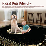 Ultra Soft Area Rug, Non Slip, Stain Resistant, Washable Area Rugs for Living Room, Bedroom, Enchanting Black and White Visuals(Gold)