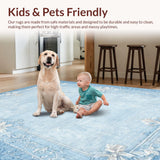 Ultra Soft Area Rug, Non Slip, Stain Resistant, Washable Area Rugs for Living Room, Bedroom, Sweet Ribbon Rug With Scalloped Edges Preppy Coquette Aesthetic Home Decor(Blue)