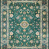 Ultra Soft Area Rug, Non Slip, Stain Resistant, Washable Area Rugs for Living Room, Bedroom, Eclectic Vintage Floral Arrangement(Green)
