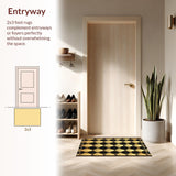 Ultra Soft Area Rug, Non Slip, Stain Resistant, Washable Area Rugs for Living Room, Bedroom, Chic Lattice Style in Black Gold(Gold)