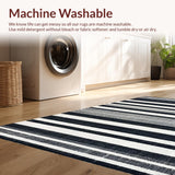Ultra Soft Area Rug, Non Slip, Stain Resistant, Washable Area Rugs for Living Room, Bedroom, Stylish Striped Area Rug for Chic Outdoor Spaces and Front Porches(Black)