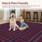 Ultra Soft Area Rug, Non Slip, Stain Resistant, Washable Area Rugs for Living Room, Bedroom, Checkered Classic for(Red)