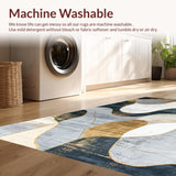 Ultra Soft Area Rug, Non Slip, Stain Resistant, Washable Area Rugs for Living Room, Bedroom, Elegant Abstract Gold and Grey Motif(Gray)