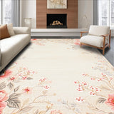 Ultra Soft Area Rug, Non Slip, Stain Resistant, Washable Area Rugs for Living Room, Bedroom, Modern Playful Flower Graphics(Beige)