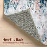 Ultra Soft Area Rug, Non Slip, Stain Resistant, Washable Area Rugs for Living Room, Bedroom, Rustic Soft Toned Floral Motif(Gray)