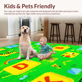 Ultra Soft Area Rug, Non Slip, Stain Resistant, Washable Area Rugs for Living Room, Bedroom, Vibrant Alphabet Animal Theme(Green)